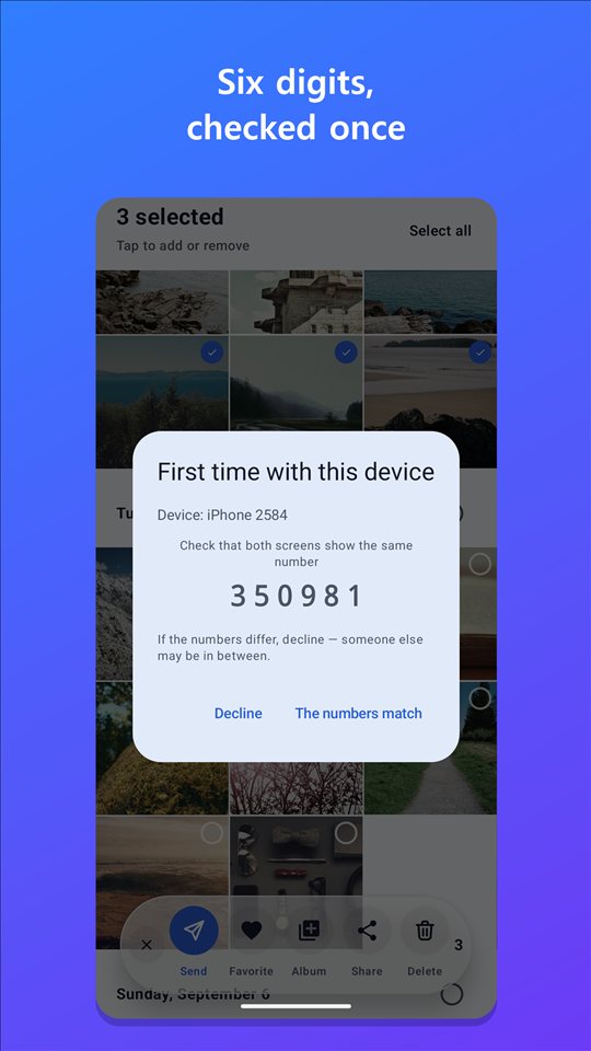 Confirming a six-digit code when pairing